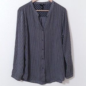 Striped Drape Long Sleeve Button Down